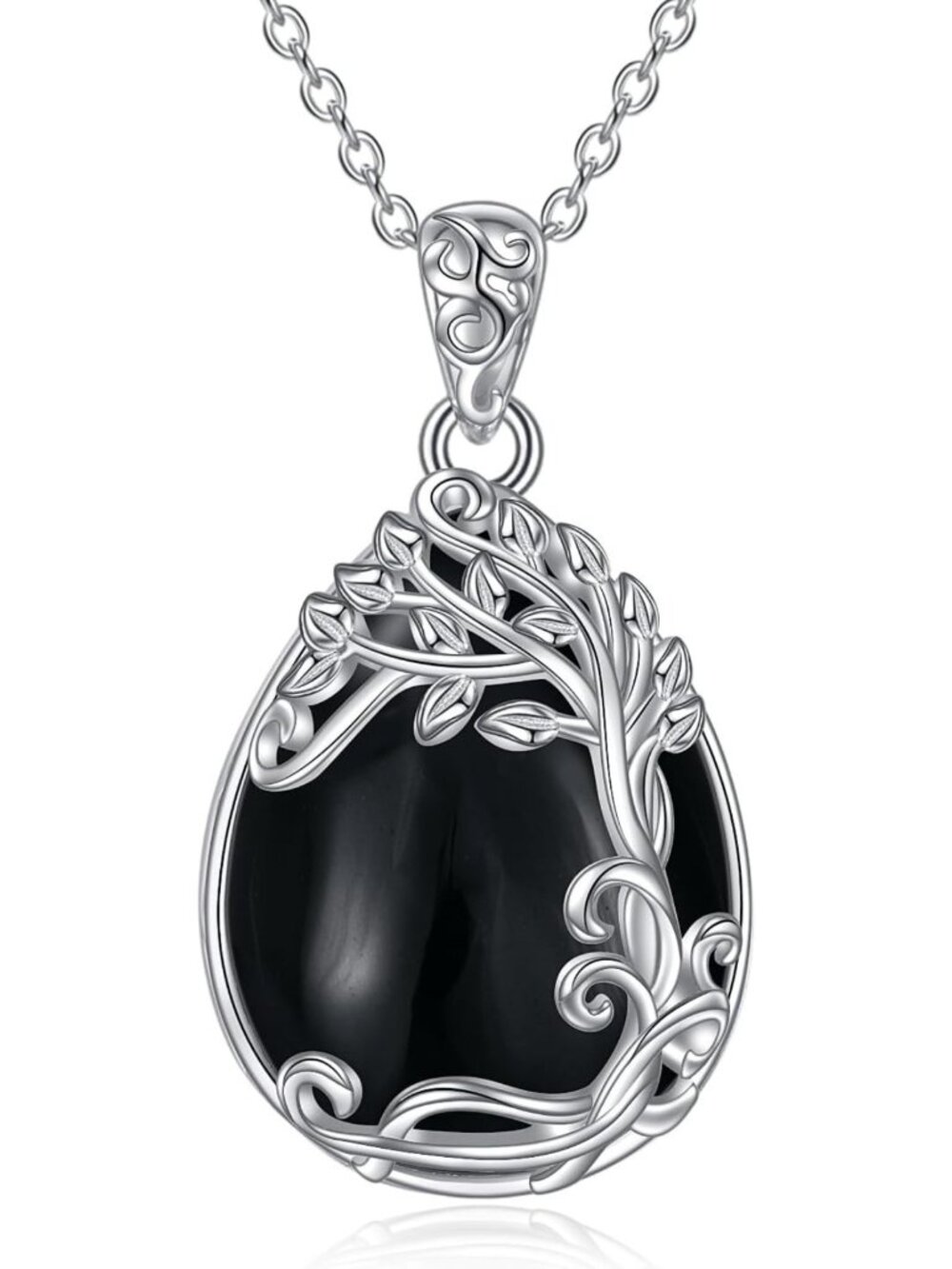 925 Sterling Silver Moonstone Teardrop Pendant Necklace - Elegant Jewelry for